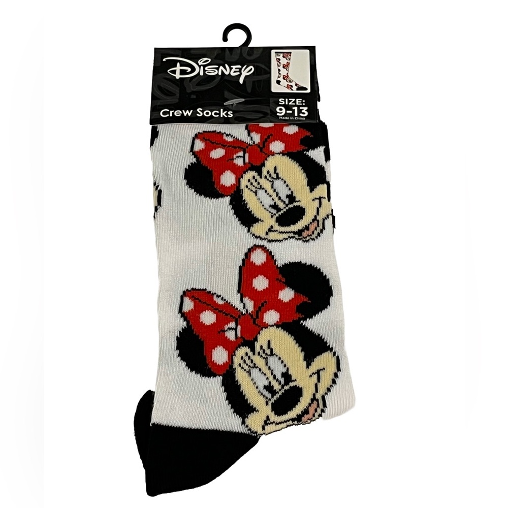 Disney Minnie Mouse Kids Crew Socks - Black, Red, and White